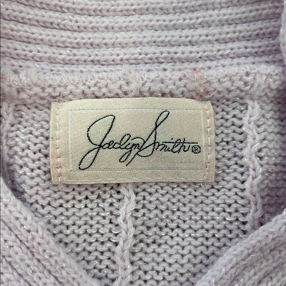 Vintage Jaclyn Smith Purple Lace Floral Pearl Cottagecore Sweater - Picture 8 of 12